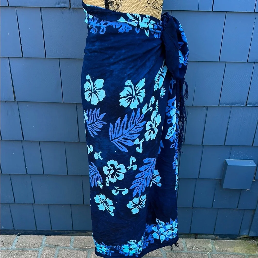 Tropical Blue Sarong Swim Cover-Up - Picture 4 of 11